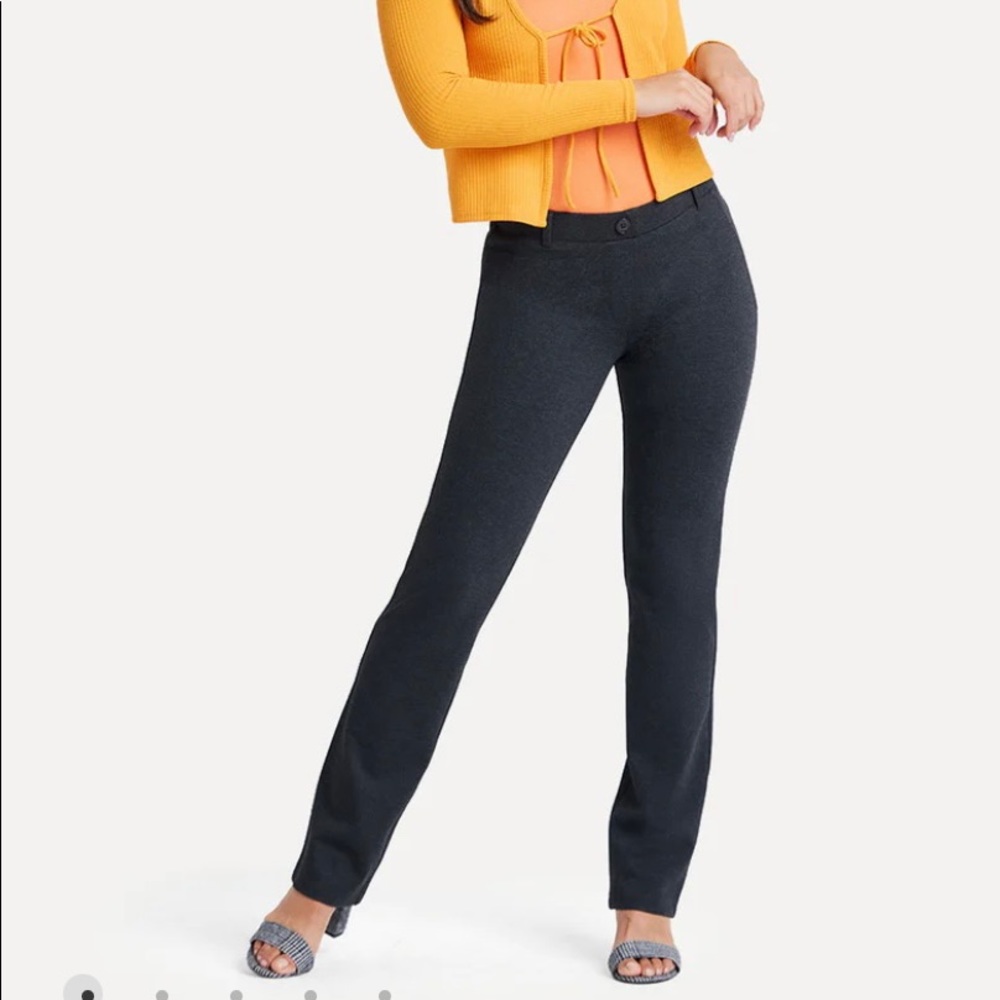 Betabrand Straight-Leg|Classic Dress Pant Yoga Pants
(Charcoal)Sz Large Petite